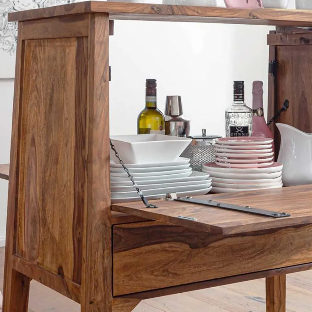 Wohnen Edler Barschrank aus Sheesham Massivholz - Finaly