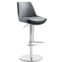 Wohnen Edler Barstuhl aus Kunstleder in Grau - Viralus
