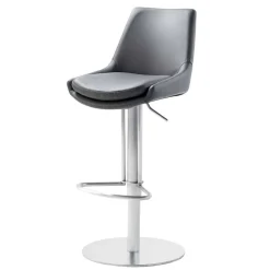 Wohnen Edler Barstuhl aus Kunstleder in Grau - Viralus