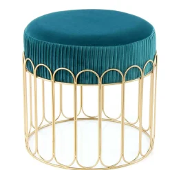 Wohnen Edler Samthocker in Petrol & Gold - Ugian