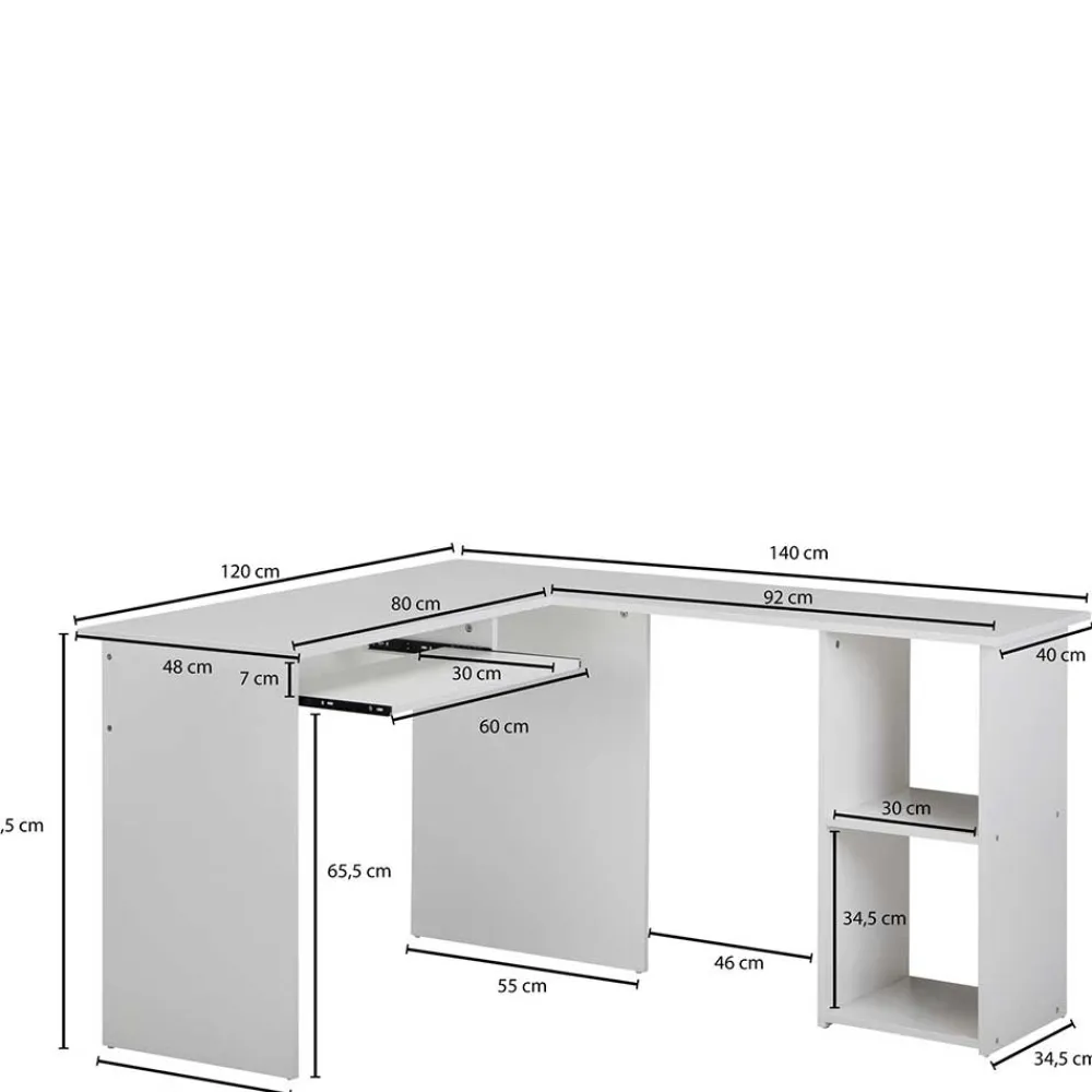 Wohnen Bürotische*EDV Schreibtisch mit Regal - Winkelform - Candyon