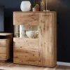 Wohnen Esszimmerschränke|Highboards*Eiche Bianco Highboard mit Glas Einsatz - Crokas I