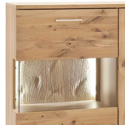 Wohnen Esszimmerschränke|Highboards*Eiche Bianco Highboard mit Glas Einsatz - Crokas I