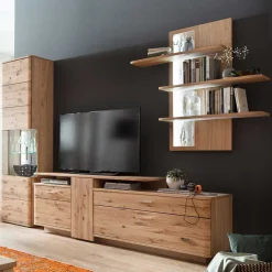 Wohnen Wohnzimmerschränke|Wohnwände*Eiche Bianco Wohnwand Set 320cm - Crokas (dreiteilig)