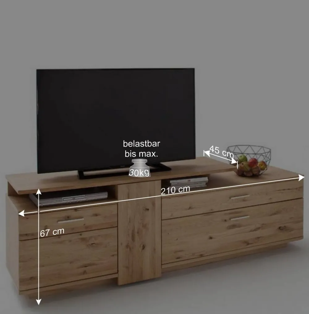 Wohnen Wohnzimmerschränke|Wohnwände*Eiche Bianco Wohnwand Set 320cm - Crokas (dreiteilig)