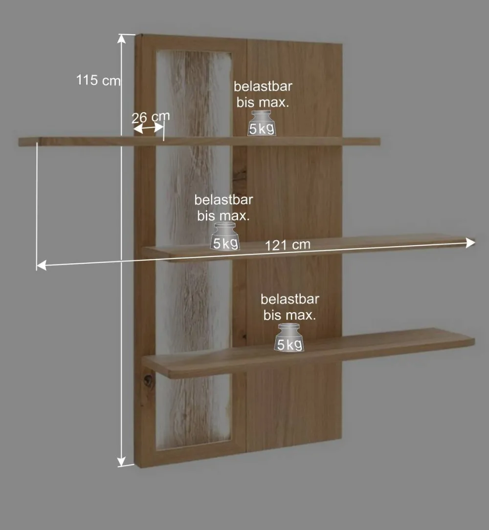 Wohnen Wohnzimmerschränke|Wohnwände*Eiche Bianco Wohnwand Set 320cm - Crokas (dreiteilig)