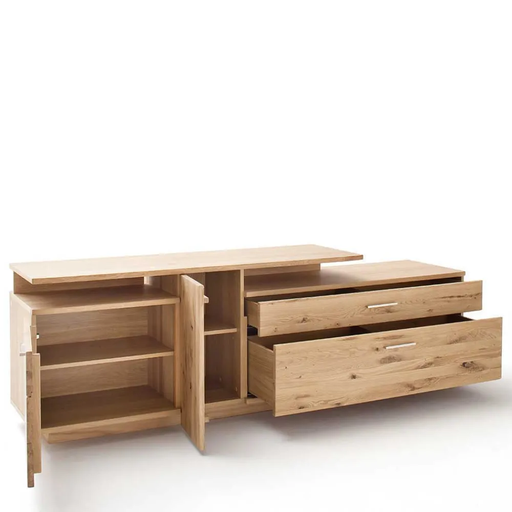 Wohnen Wohnzimmerschränke|Wohnwände*Eiche Bianco Wohnwand Set 320cm - Crokas (dreiteilig)