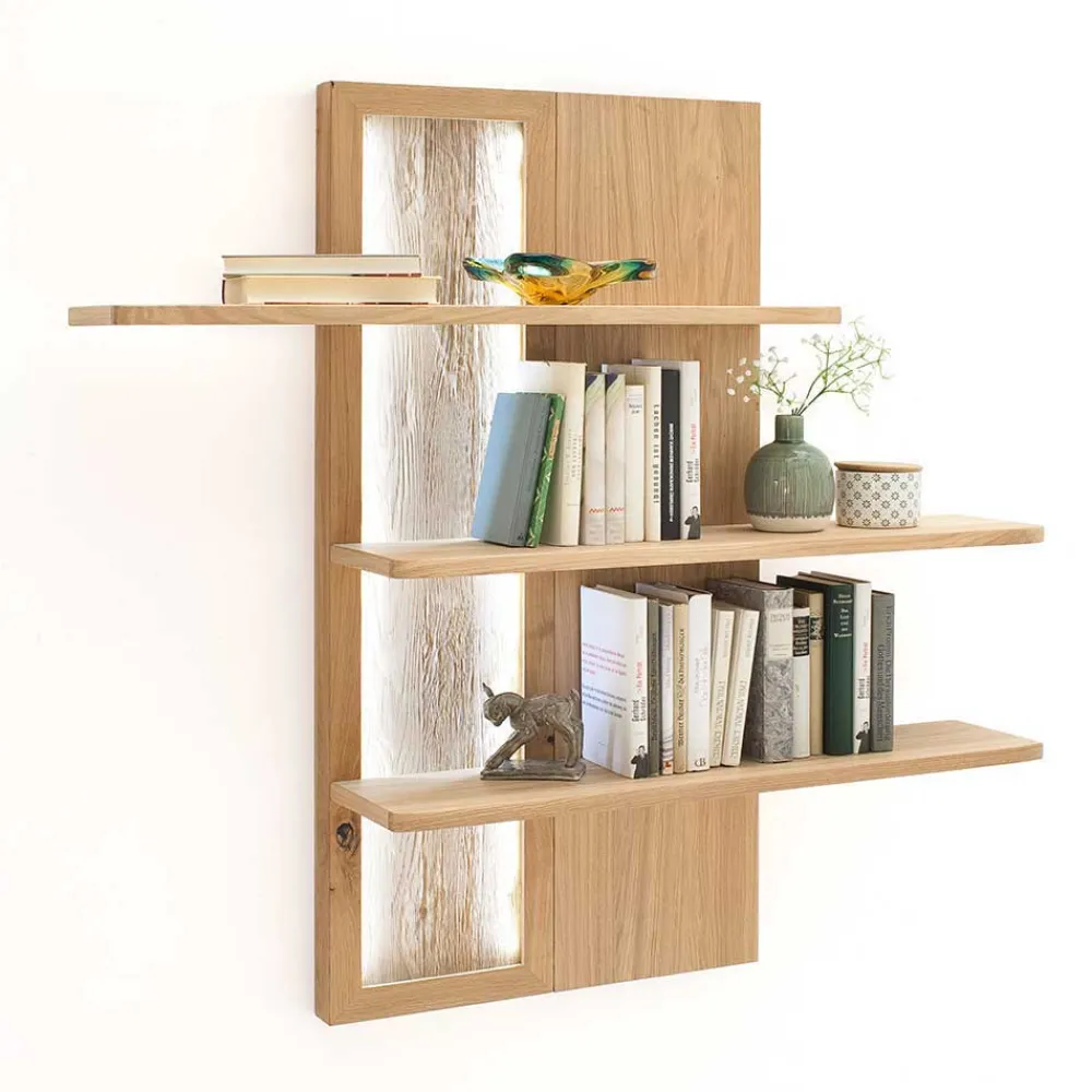 Wohnen Wohnzimmerschränke|Wohnwände*Eiche Bianco Wohnwand Set 320cm - Crokas (dreiteilig)