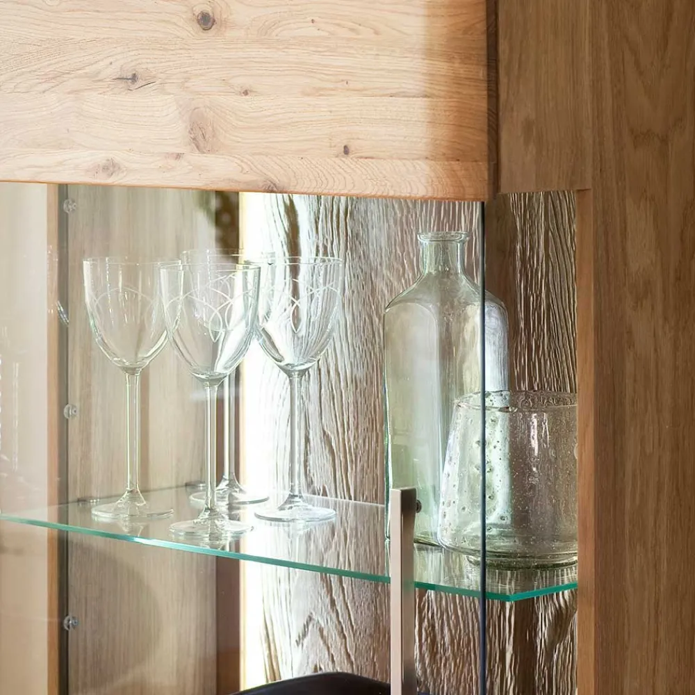 Wohnen Wohnzimmerschränke|Wohnwände*Eiche Bianco Wohnwand Set 320cm - Crokas (dreiteilig)