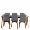 Wohnen Eiche Esstisch & Stühle Grau - Number (siebenteilig)