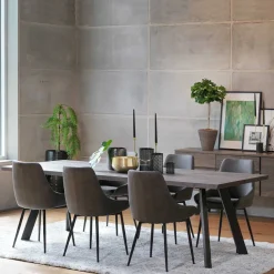 Wohnen Küchen-Essgruppen|Esszimmer Komplett*Eiche Rauchfarben Tisch & 6 Stühle Namac in Dunkelgrau (siebenteilig)