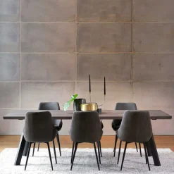 Wohnen Küchen-Essgruppen|Esszimmer Komplett*Eiche Rauchfarben Tisch & 6 Stühle Namac in Dunkelgrau (siebenteilig)