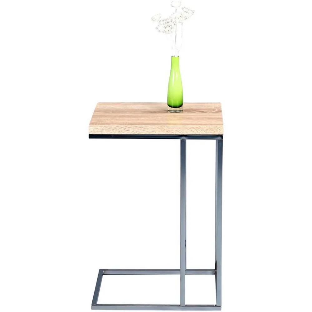 Wohnen Eiche Sonoma Beistelltisch Balanza mit Bügelgestell verchromt