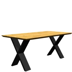 Wohnen Schwarze Möbel|Naturholzmöbel*Eiche Tisch mit Schweizer Kante und X-Füßen - Tablona