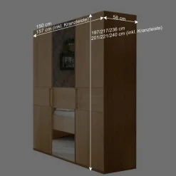 Wohnen Eichefarbener Kleiderschrank in drei Höhen - Emdsiva I