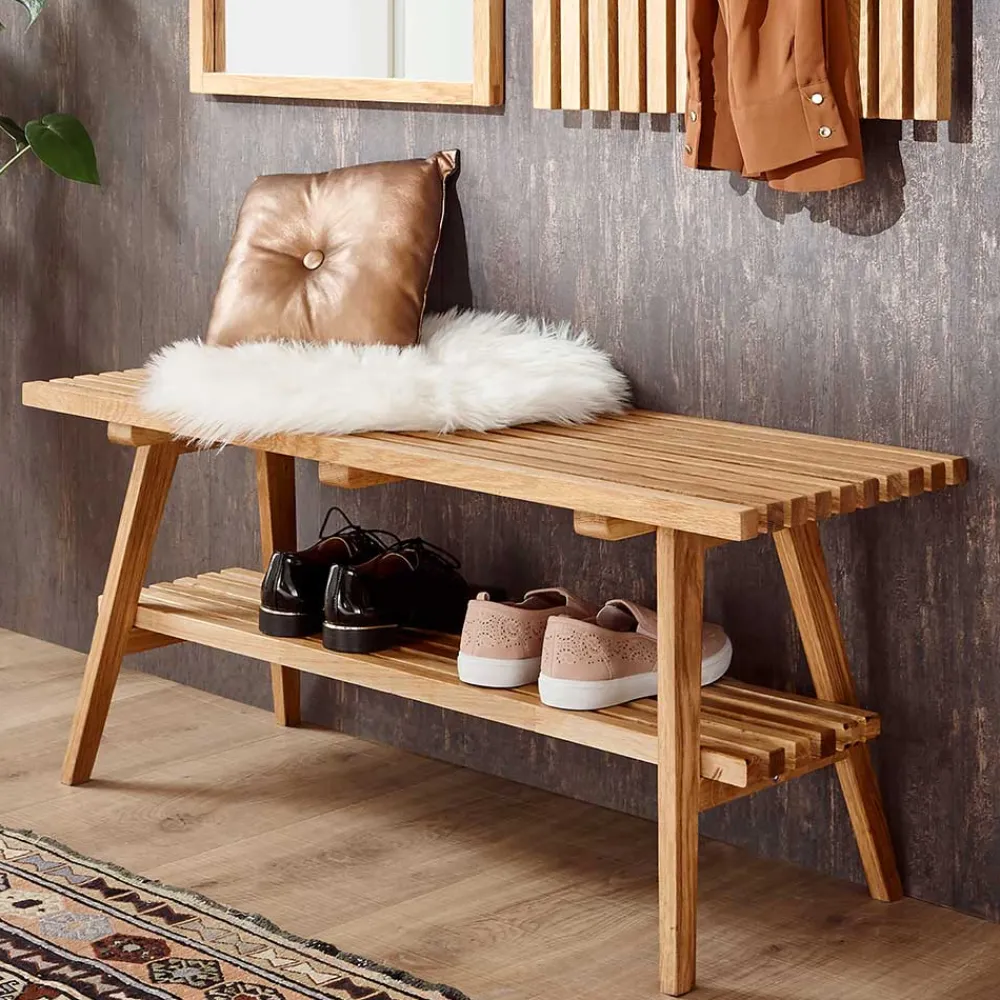 Wohnen Schuhschränke|Garderobenbänke*Eichenholz Flurbank im Skandi Design - Artensian