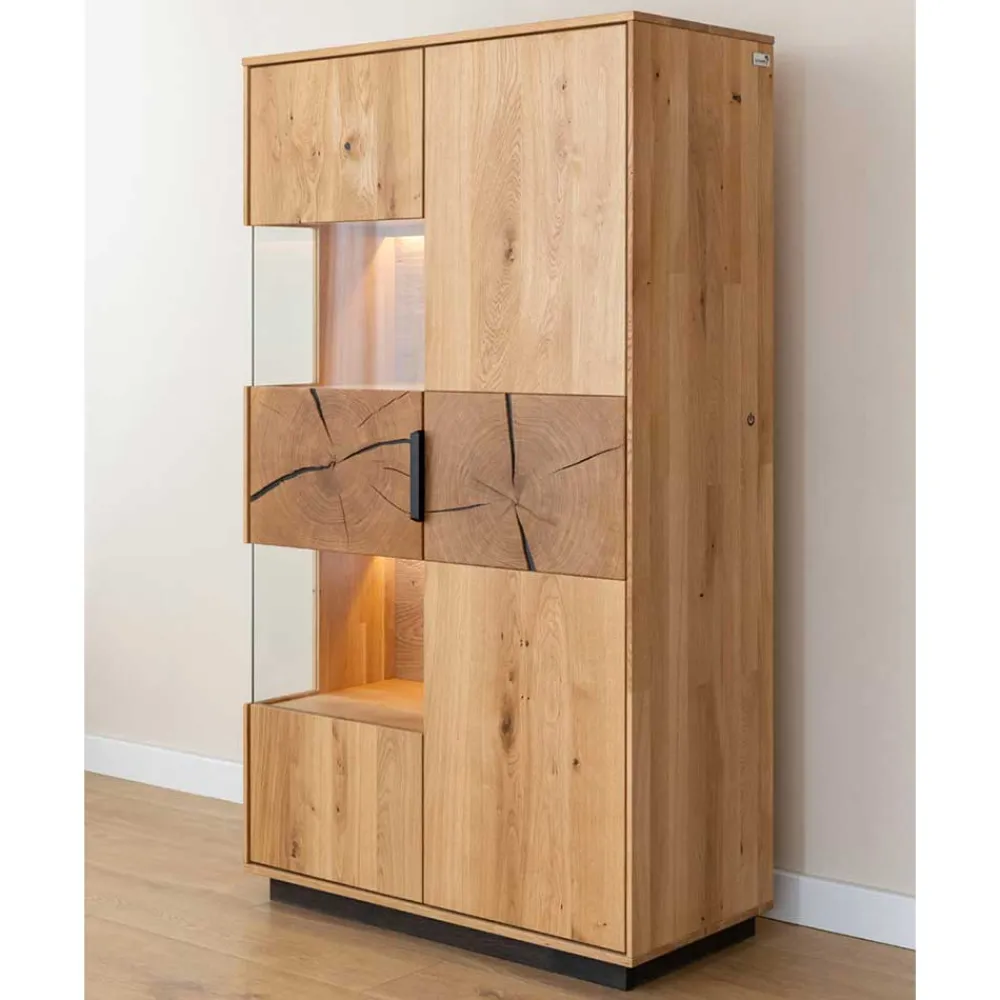 Wohnen Eichenholz Highboard mit Hirnholz Applikation - Deruta