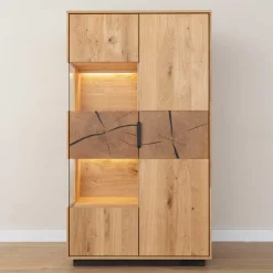 Wohnen Eichenholz Highboard mit Hirnholz Applikation - Deruta