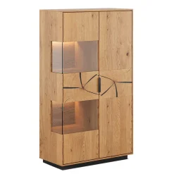 Wohnen Eichenholz Highboard mit Hirnholz Applikation - Deruta