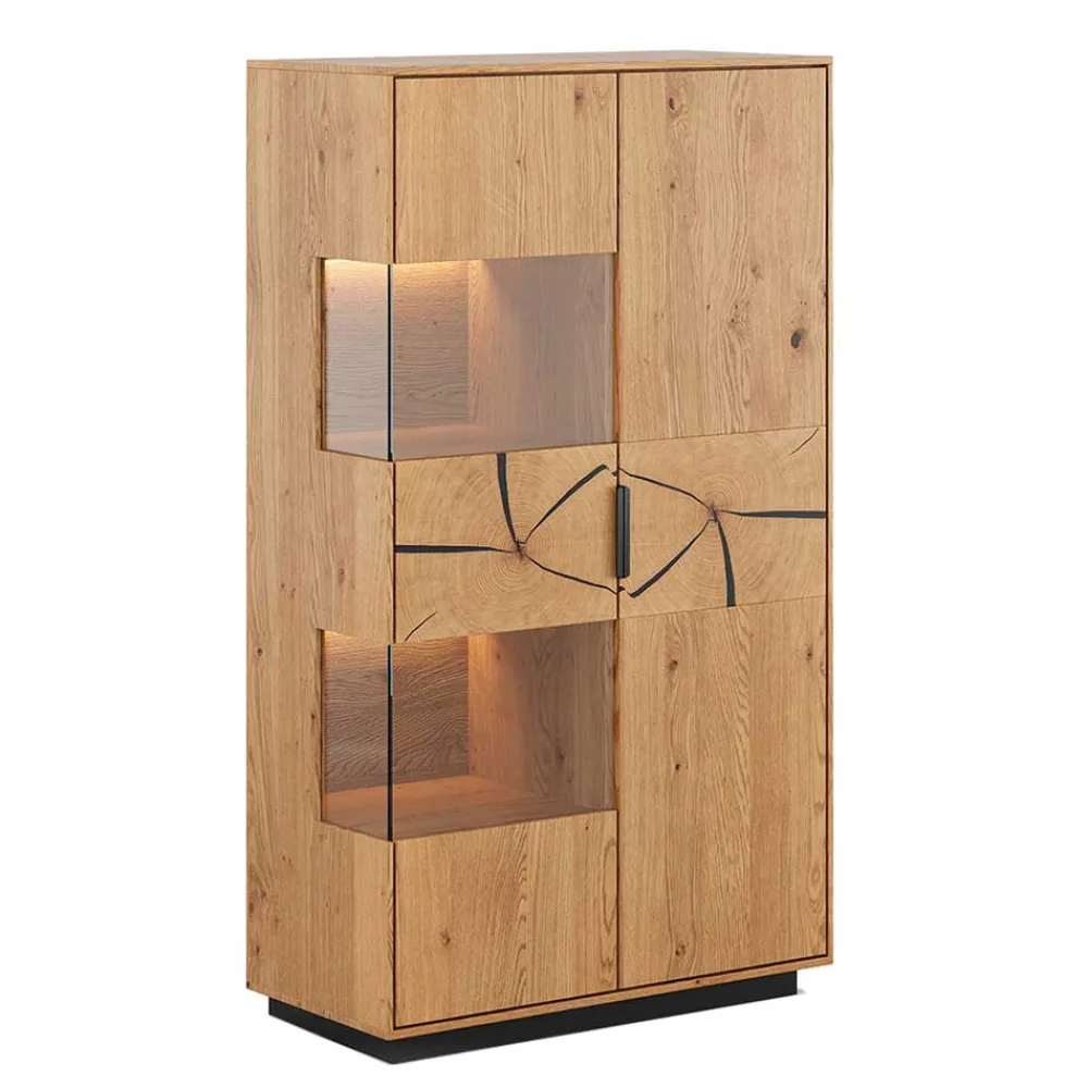 Wohnen Eichenholz Highboard mit Hirnholz Applikation - Deruta