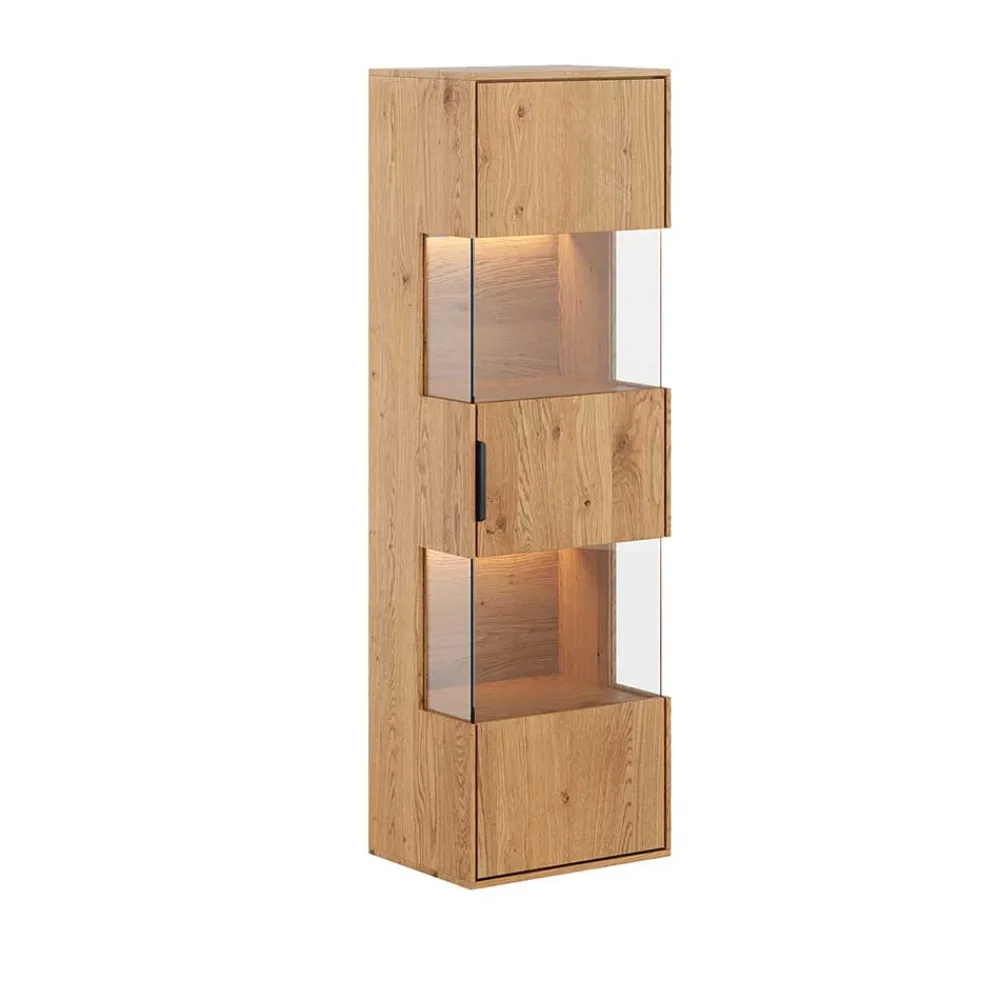 Wohnen Esszimmer-Vitrinen*Eichenholz Hängevitrine mit LED Beleuchtung - Judita