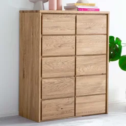 Wohnen Eichenholz Kombi-Kommode mit fünf Schubladen - Villa