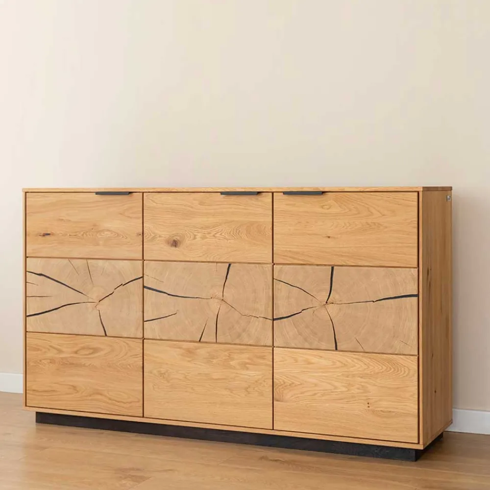 Wohnen Eichenholz Sideboard mit Hirnholz Applikation - Deruta