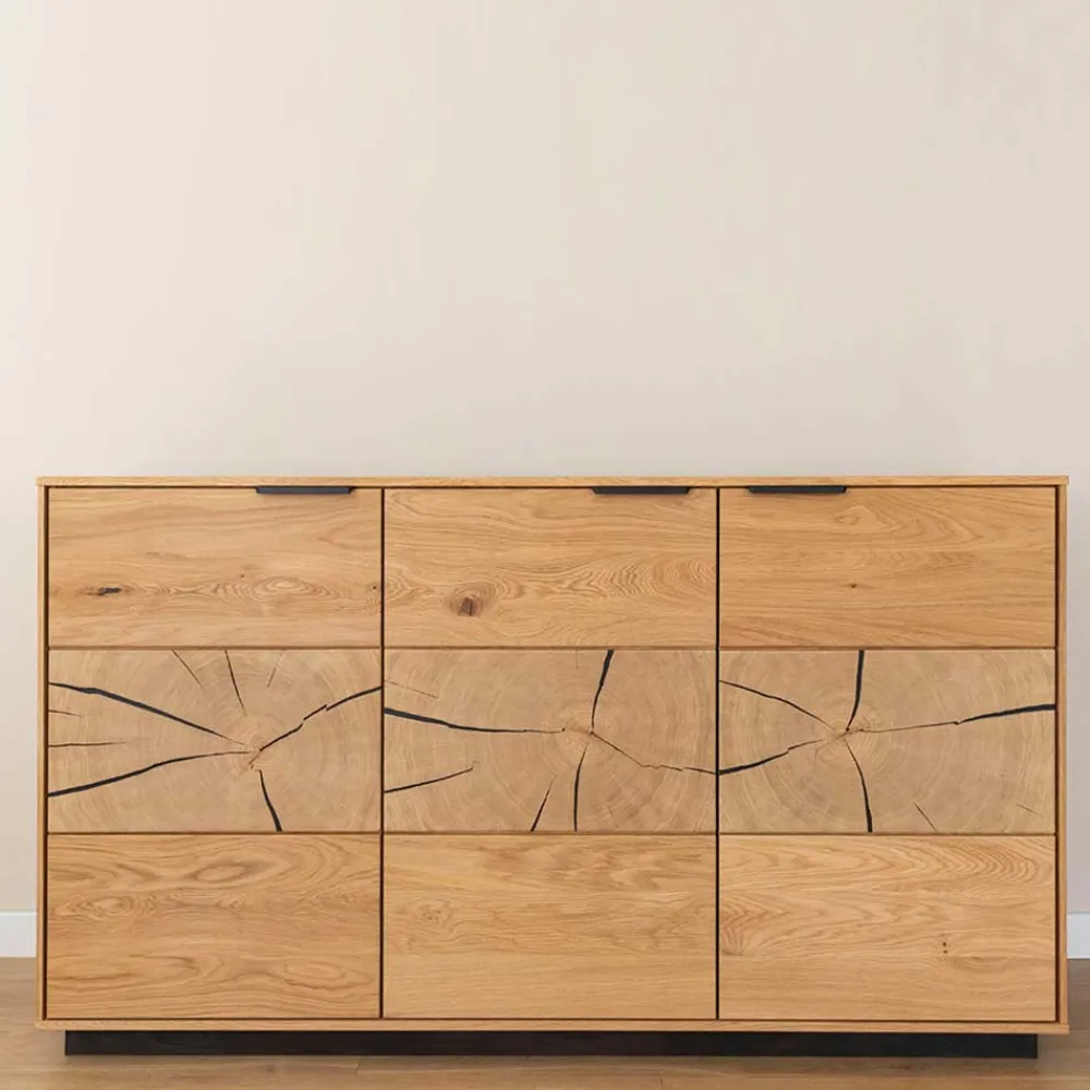 Wohnen Eichenholz Sideboard mit Hirnholz Applikation - Deruta