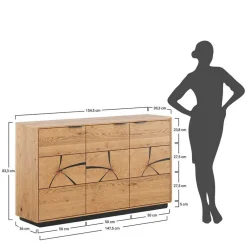 Wohnen Eichenholz Sideboard mit Hirnholz Applikation - Deruta