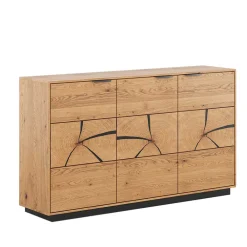 Wohnen Eichenholz Sideboard mit Hirnholz Applikation - Deruta