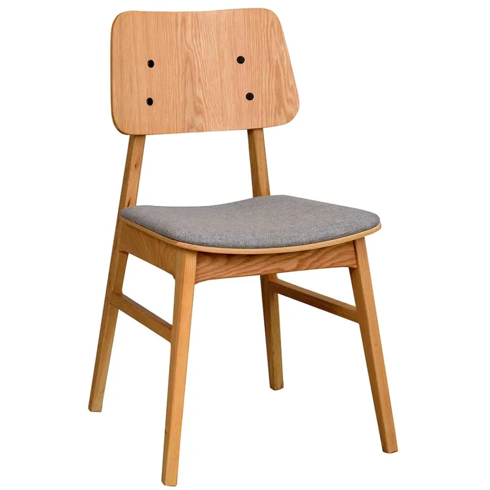 Wohnen Retro Möbel|Küchenstühle*Eichenholz Stuhl mit Polster - Onan (2er Set)