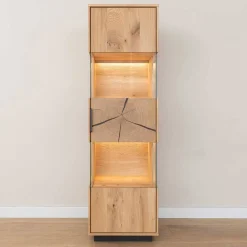 Wohnen Vitrinen|Wohnzimmer-Vitrinen*Eichenholz Vitrine mit Hirnholz Applikation - Deruta