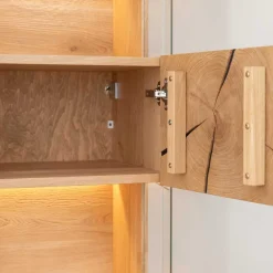 Wohnen Vitrinen|Wohnzimmer-Vitrinen*Eichenholz Vitrine mit Hirnholz Applikation - Deruta