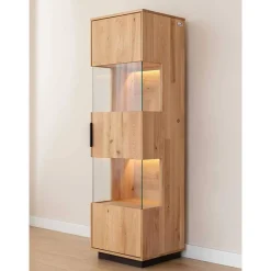 Wohnen Vitrinen|Wohnzimmer-Vitrinen*Eichenholz Vitrine mit LED Beleuchtung - Judita