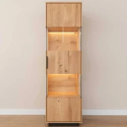 Wohnen Vitrinen|Wohnzimmer-Vitrinen*Eichenholz Vitrine mit LED Beleuchtung - Judita
