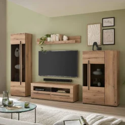 Wohnen Eicheoptik Wohnzimmermöbel Set - Brocus (vierteilig)