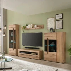 Wohnen Eicheoptik Wohnzimmermöbel Set - Brocus (vierteilig)