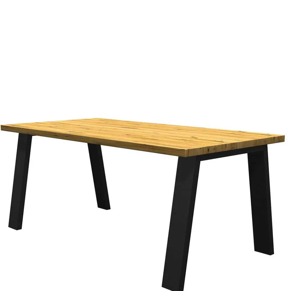 Wohnen Schwarze Möbel|Naturholzmöbel*Eichetisch mit Metallbeinen in 12 Größen - Miley