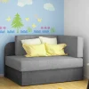 Kinder Wohnen Einsitzer Bettsofa in Hellgrau und Grau - Montea