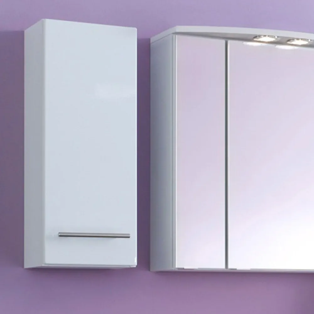 Wohnen Eintüriger Bad-Hängeschrank Judith in Hochglanz Weiß