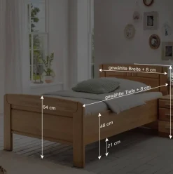Wohnen Betten|Betten*Einzelbett & Nachtkommode in Eiche - Sendician (zweiteilig)