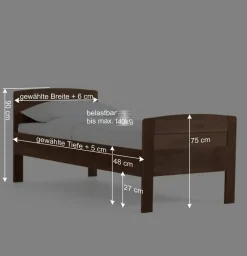 Wohnen Braune Möbel|Naturholzmöbel*Einzelbett Classima mit Kopfteil und Fußteil