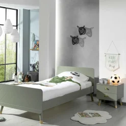 Wohnen Betten|Betten*Einzelbett in Graugrün & Gold - Appoloni (zweiteilig)