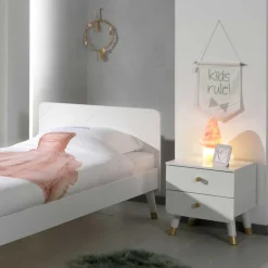 Wohnen Einzelbett mit Nachtkommode in Weiß - Baranoma (zweiteilig)