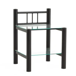 Wohnen Eisen Nachttisch Aguero in Schwarz mit Glas