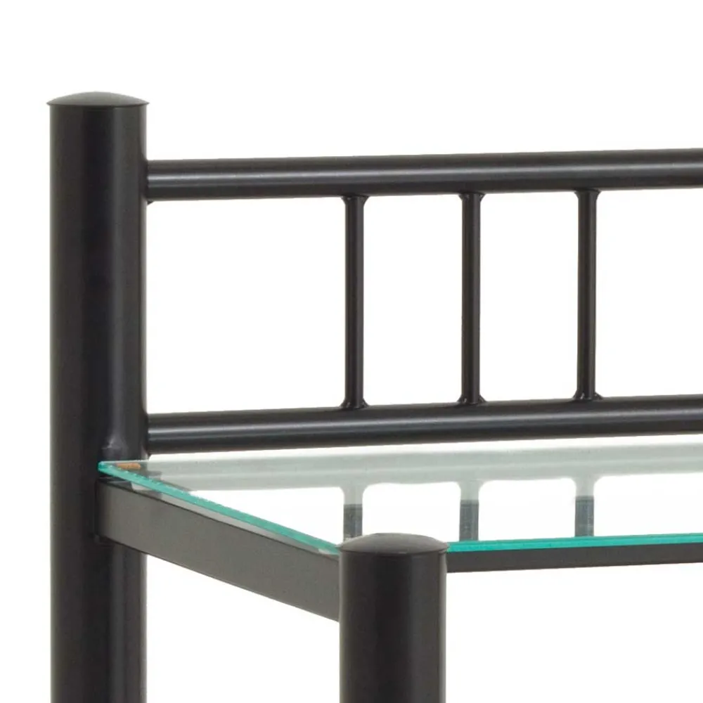 Wohnen Eisen Nachttisch Aguero in Schwarz mit Glas