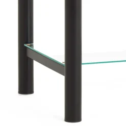 Wohnen Eisen Nachttisch Aguero in Schwarz mit Glas