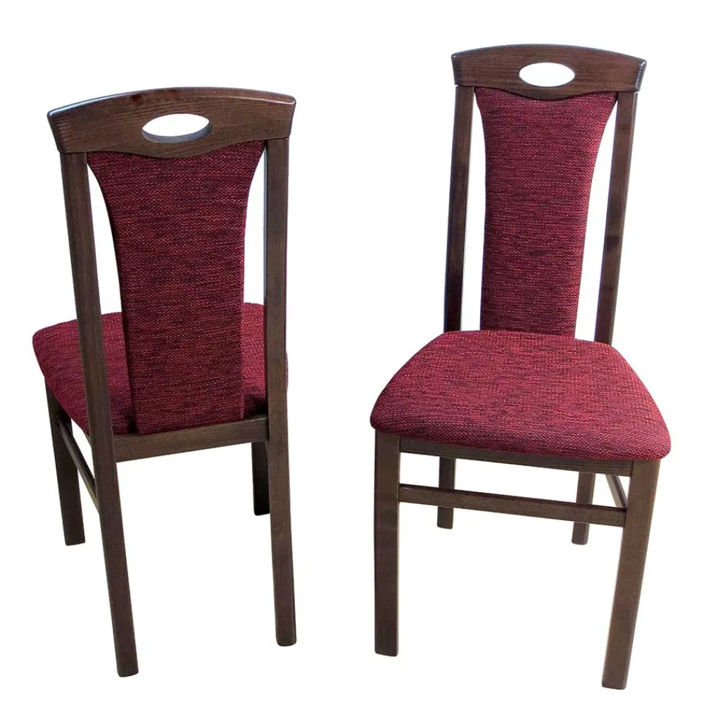 Wohnen Braune Möbel*Elegante Esszimmer Stühle in Rot Nelly & Nussbaum (2er Set)