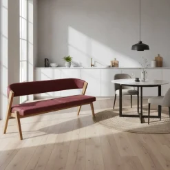 Wohnen Elegante Esszimmer-Bank in Rot & Wildeiche - Ovenciana