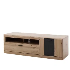 Wohnen Elegante TV Bank in Eiche & Grau - Larinca